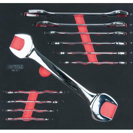 KS TOOLS 782.3011 - Jeu de clés à fourche doubles CHROMEplus en module 2/3 SCS (11 pcs.)
