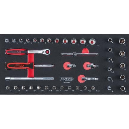 KS TOOLS 783.0042 - Jeu de clés à douilles CHROMEplus 1/4" en module 1/3 SCS (42 pcs.)