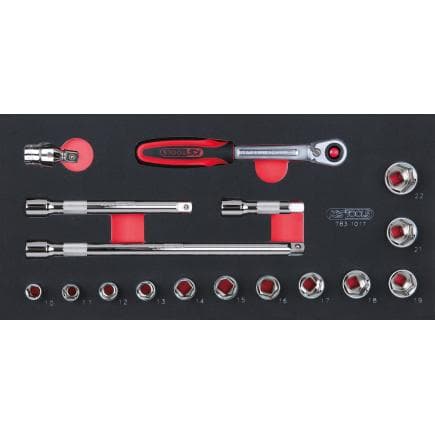 KS TOOLS 783.1017 - Jeu de clés à douille CHROMEplus 3/8" en module 1/3 SCS (17 pcs.)
