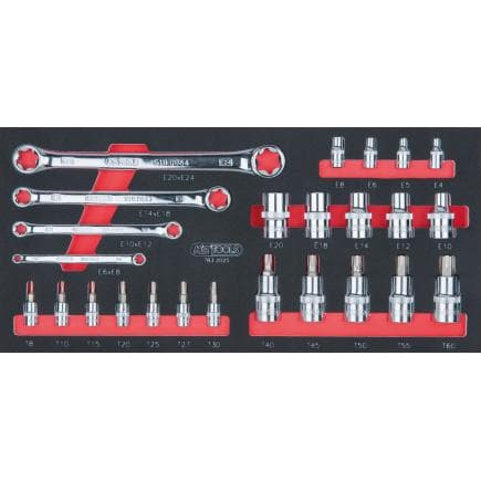 KS TOOLS 783.2025 - Jeu de clés et de douilles ETorx CHROMEplus 1/4"+1/2" dans un module SCS 1/3 (25 pièces)