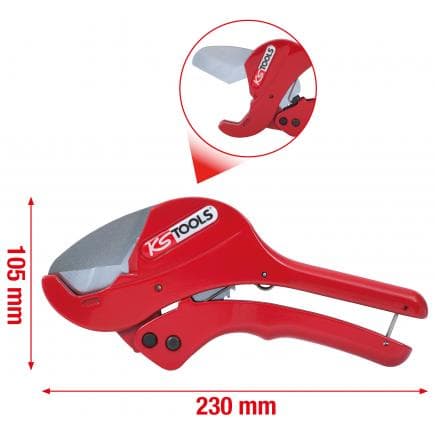 KS TOOLS 222.0005 - Cisaille pour tubes plastiques à retour de lame automatique 0-42mm, 230mm