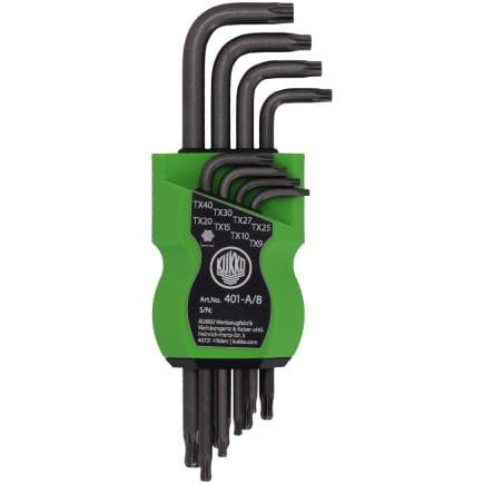 KUKKO 401-A/8 - Jeu de clés coudées TORX dans un clip en plastique (8 pcs.)