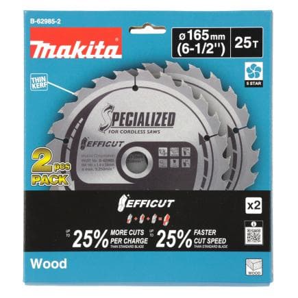 MAKITA B-62985-2 - Lame Efficut T.C.T., 165x20 mm, 25T (2 pièces)