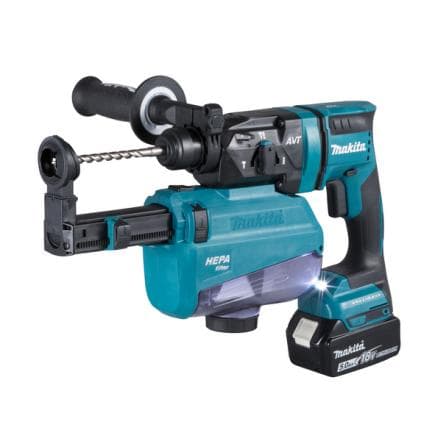 MAKITA DHR182RTWJ - MARTEAU SDS-Plus 18V - 3 FONCTIONS - en coffret avec 2 batteries 5.0Ah et chargeur de batterie avec kit d'aspiration