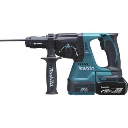MAKITA DHR243RTJ - MARTEAU 18V SDS-Plus 24 mm - 3 FONCTIONS - en coffret avec 2 batteries 5,0Ah et chargeur de batterie et 2 broches