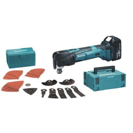MAKITA DTM51RTJX2 - MULTIFUNCTION TOOL 18V - QUICK RELEASE - in case, 38 accessories, with 2 batteries 5.0Ah and charger