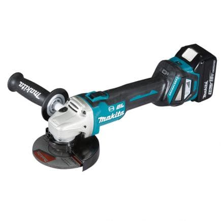 MAKITA DGA514RTJU - ANGLE GRINDER 18V 125/115 mm - AWS - BRAKE - in case with 2 5.0Ah batteries and charger