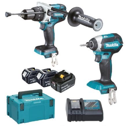 MAKITA DLX2174TJ1 - set of drive-drill with percussion, impact wrench, 3 x 5.0Ah batteries and charger - in case