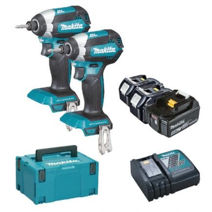 MAKITA DLX2236TJ1 - Lot de 2 clés à chocs, 3 batteries 5.0Ah et chargeurs de batterie - en coffret
