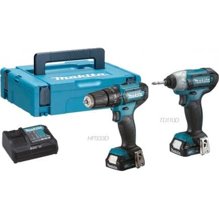 MAKITA CLX228AJ - Jeu de perceuse visseuse, perceuse visseuse, 2 batteries 2,0 Ah et chargeurs de batterie - en coffret