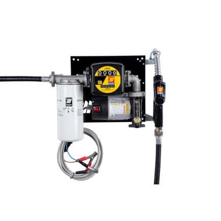 MECLUBE 090-5047-Y85 - Distributeur mural pour transfert diesel COMPACT 85 l/min 12V avec arme automatique, débitmètre et filtre