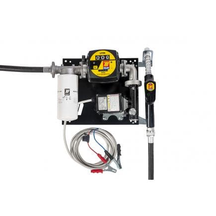MECLUBE 090-5047-Z60 - Distributeur mural pour transfert diesel COMPACT 60 l/min 24V avec arme automatique, débitmètre et filtre