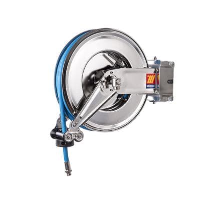 MECLUBE 071-2313-415 - Enrouleur automatique pivotant en acier inoxydable aisi 304 gauche-460 pour usage alimentaire 120°c ø1/2" 15m