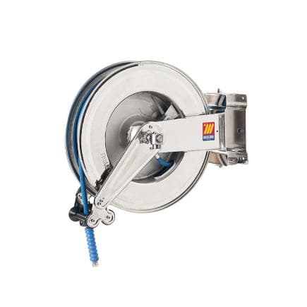 MECLUBE 071-2404-425 - Enrouleur de tuyau automatique pivotant en acier inoxydable aisi 304 gauche-550 pour eau 150°c ø1/2" (sans tuyau)