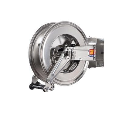MECLUBE 071-2513-500 - Enrouleur automatique pivotant en acier inoxydable aisi 304 gauche-555 pour usage alimentaire 120°c 3/4" (sans tuyau)