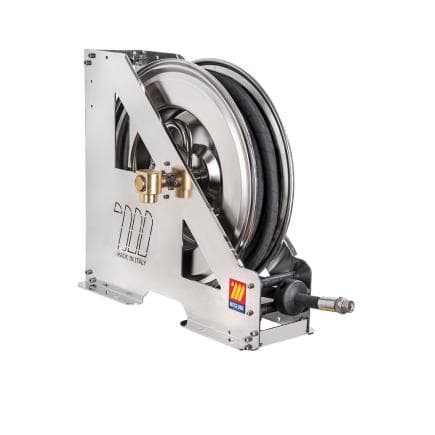 MECLUBE 073-2402-515 - Enrouleur de tuyau automatique en acier inoxydable aisi 304 à usage intensif série hdx-550 pour air-eau ø3/4" 15m