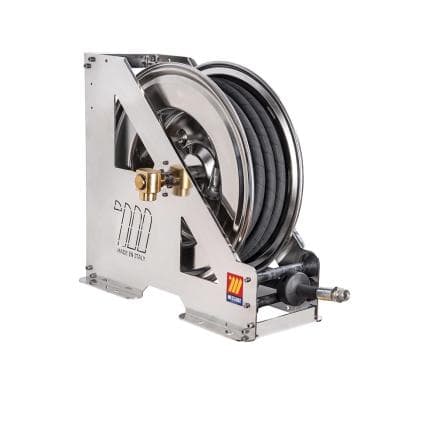 MECLUBE 073-2502-430 - Enrouleur de tuyau automatique en acier inoxydable aisi 304 à usage intensif série hdx-555 pour air-eau ø1/2" 30m