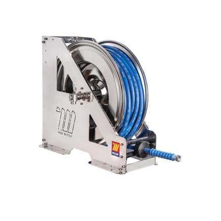 MECLUBE 073-2504-430 - Enrouleur de tuyau automatique en acier inoxydable aisi 304 à usage intensif série hdx-555 pour eau 150°c ø1/2" 30m