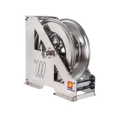 MECLUBE 073-2505-300 - Enrouleur de tuyau automatique en acier inoxydable aisi 304 à usage intensif série hdx-555 pour eau 150°c 3/8" (sans tuyau)