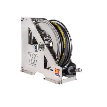 MECLUBE 073-2518-520 - Enrouleur de tuyau automatique en acier inoxydable aisi 304 à usage intensif série hdx-555 pour essence ø3/4"-19x27 20m