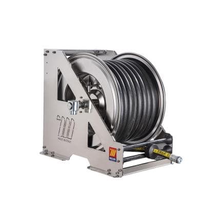 MECLUBE 073-2618-530 - Enrouleur de tuyau automatique en acier inoxydable aisi 304 à usage intensif série hdx-560 pour essence ø3/4"-19x27 30m
