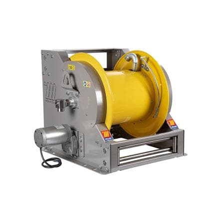 MECLUBE 076-6125-600 - Enrouleur de tuyau industriel en acier peint motorisé électriquement série 24v fe-601 pour eau 150°c 1" (sans tuyau)