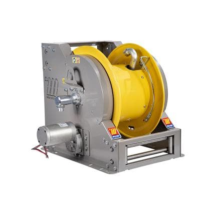 MECLUBE 076-6126-600 - Enrouleur de tuyau industriel en acier peint motorisé électrique série 24v fe-601 pour huile et lubrifiants 1" (sans tuyau)