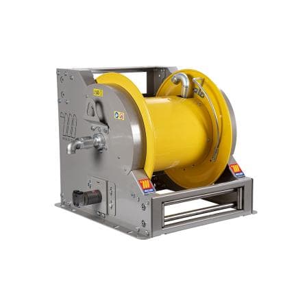 MECLUBE 076-6167-600 - Enrouleur de tuyau industriel en acier peint série Fi-601 à moteur hydraulique pour graisse 1" (sans tuyau)