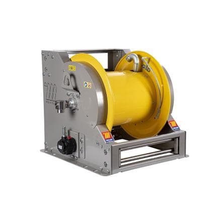 MECLUBE 076-6175-600 - Enrouleur de tuyau industriel en acier peint motorisé pneumatique série fp-601 pour eau 150°c 1" (sans tuyau)