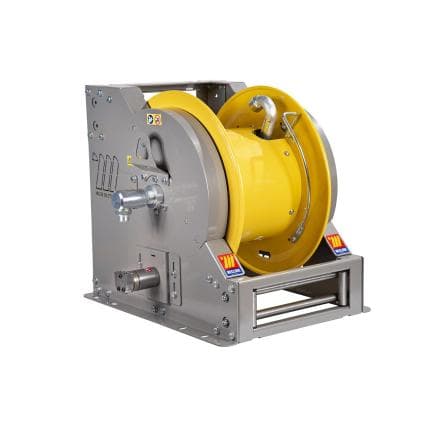 MECLUBE 076-6266-600 - Enrouleur de tuyau industriel en acier peint série Fi-602 à moteur hydraulique pour huile et lubrifiants 1" (sans tuyau)