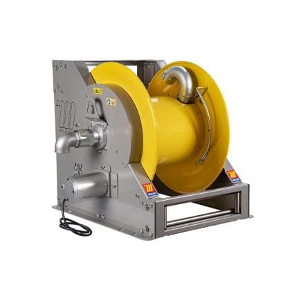 MECLUBE 076-7236-900 - Enrouleur de tuyau industriel en acier peint motorisé électrique série fe-702 230v pour huile et lubrifiants 2" (sans tuyau)