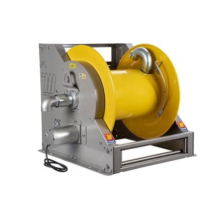 MECLUBE 076-7332-900 - Enrouleur de tuyau industriel en acier peint motorisé électrique série fe-703 230v pour air-eau et diesel 2" (sans tuyau)