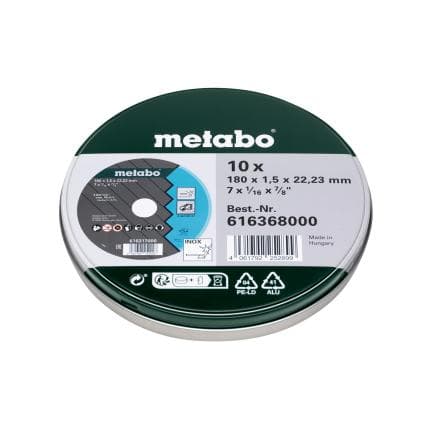 METABO 616368000 - Meules de tronçonnage 180x1,5x22,23 Inox, TF 41 (10 pcs.)