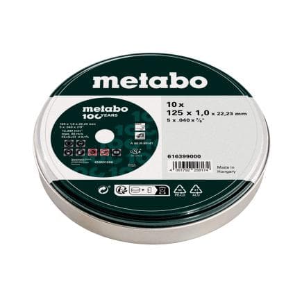 METABO 616399000 - 10 meules de tronçonnage SP 125 x 1,0 x 22,23 Inox, 100 ans