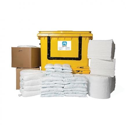 NEW PIG OSKWB1000 - Kit d'absorbants pour hydrocarbures Essentials, conteneur à roulettes avec avant basculant