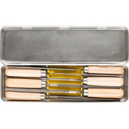 PFERD TOOLS 11700265 - Assortiment de limes à clé avec manche en bois, 100 mm, taille 2 pour travaux de limage en filigrane 265 K (6 pcs.)