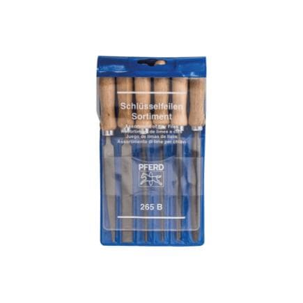 PFERD TOOLS 11706100 - Assortiment de limes à clé avec manche en bois, 100 mm, taille 2 pour travaux de limage en filigrane 265 B (6 pcs.)