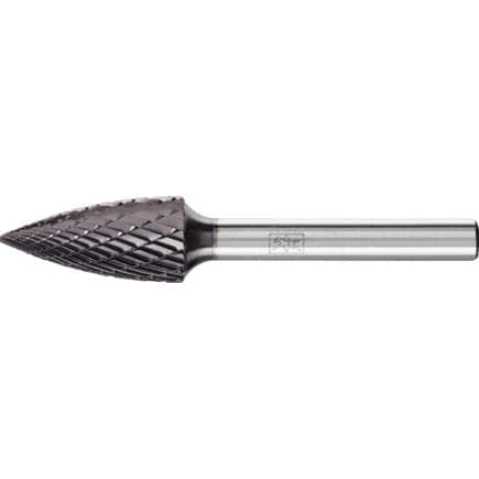 PFERD TOOLS 21122524 - Fraise sur tige en carbure, forme d’ogive SPG, Ø de tige 6 mm, Z3P, usinage universel, moyenne, denture croisée HICOAT