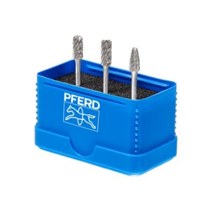 PFERD TOOLS 21901404 - Jeu de fraises sur tige en carbure haute performance 1404 ALLROUND, Ø 6 mm, Ø de tige 3 mm, universel, denture grossière (3...