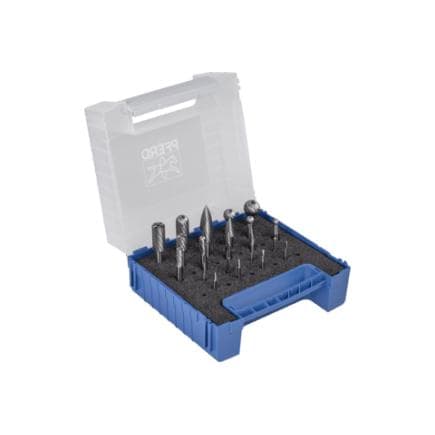 PFERD TOOLS 21901500 - Jeu de fraises sur tige en carbure 1500, denture 3 PLUS/Z5, Ø 16/12/10/8/6/3/2 mm Ø de tige 6 mm universel, denture...