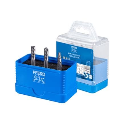 PFERD TOOLS 21901508 - Jeu de fraises sur tige en carbure 1505, denture 3 PLUS, Ø 6 mm, Ø de tige 6 mm, usinage universel, denture moyenne croisée...