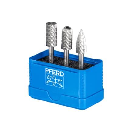 PFERD TOOLS 22900811 - Jeu de fraises sur tige HSS 86, denture 3, Ø 12 mm, Ø de tige 6 mm, usinage universel, moyenne, denture fine (3 pcs.)