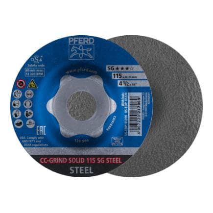 PFERD TOOLS 64185115 - Disque abrasif CC-GRIND SOLID gamme performance COARSE SG STEEL pour acier (lot multiple)
