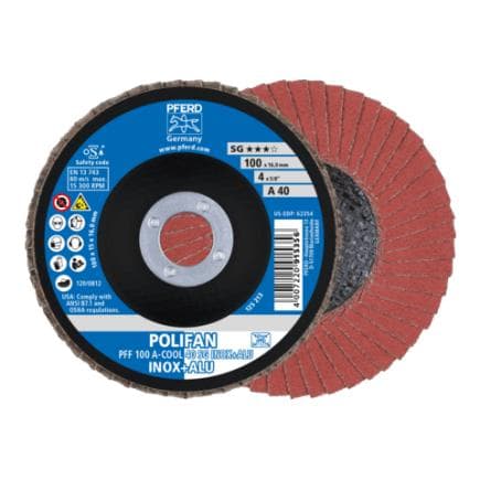 PFERD TOOLS 67656100 - Disque à lamelles POLIFAN PFF plat A-COOL SG INOX+ALU acier inoxydable/aluminium (lot multiple)