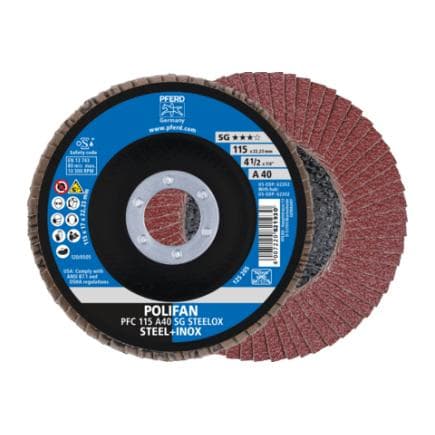 PFERD TOOLS 67712115 - Disque à lamelles POLIFAN PFC conique SG STEELOX acier/acier inoxydable (lot multiple)