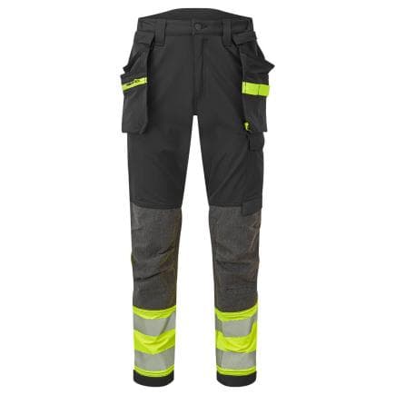 PORTWEST EV442YBR36 - Pantalon stretch EV4 Haute-Visibilité classe 1 avec poches flottantes démontables, Jaune/Noir