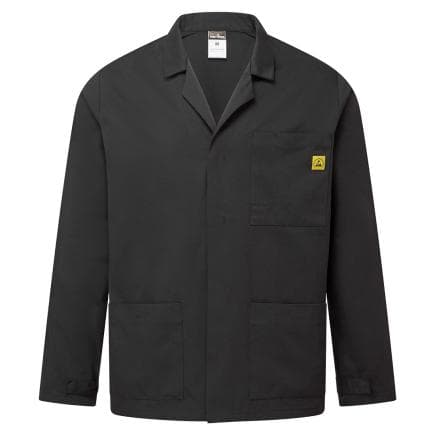 PORTWEST AS18BKRL - Veste de laboratoire ESD, Noir