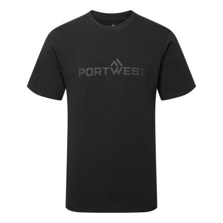 PORTWEST B198BKRL - T-shirt en coton Portwest manches courtes, Noir