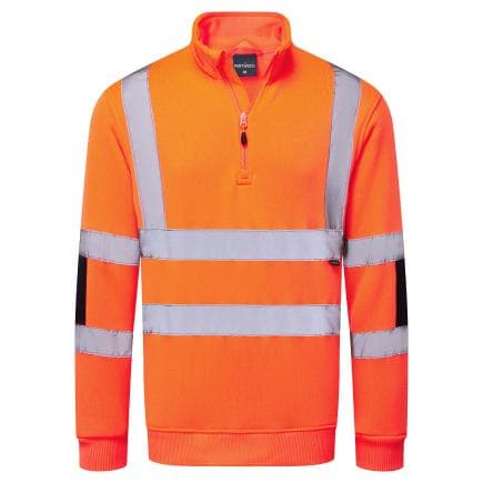 PORTWEST B314ORRL - Sweat-shirt hi-vis tricot 1/2 zip, orange