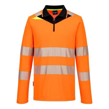 PORTWEST DX419OBRL - Polo manches longues HV DX4, Orange/Noir